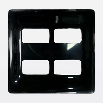 Placa 2+2 Postos Separados 4x4 Preta Legrand Zeffia 680175PT