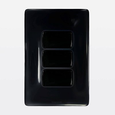 Conjunto 4x2 Placa + 3 Interruptores Simples Preto Zeffia Legrand 680102PT