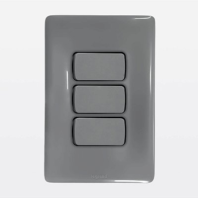Conjunto 3 Interruptores Simples Cinza Zeffia Legrand 680102CZ