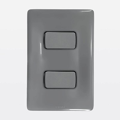 Conjunto Placa 4x2 com 2 Interruptores Paralelos Cinza Zeffia Legrand 680106CZ