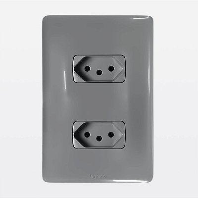 Conjunto 2 Tomadas 2P+T 10A Cinza Zeffia Legrand 680111CZ