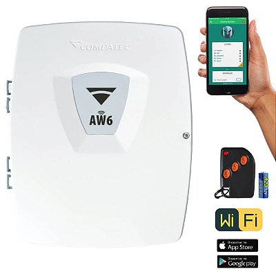 Central de Alarme Wifi App iPhone e Android Compatec AW6 Com 1 Controle Remoto