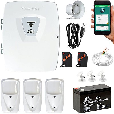 Kit Alarme Wifi Semi-Externo Com 3 Sensores Infra PET Compatec