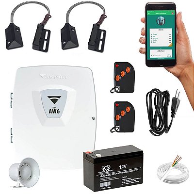 Kit Alarme Wifi para Loja Comércio 2 Sensores Porta Ferro Aço
