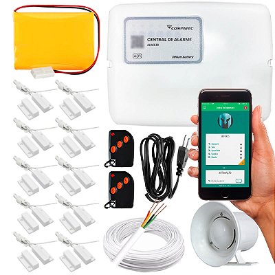 Alarme AW6 Compatec Central Wifi Aplicativo 10 Sensor Magnético