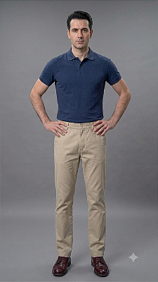 Calça Com Elástico Inteiro na Cintura - Com Zipper - Cherne - 100% Algodão - Ref. 88304 Bege