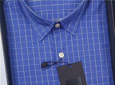 Camisa Dimarsi Tradicional Regular Fit - Com Bolso - Manga Curta - 100% Algodão - Ref. 9237AZ Xadrez