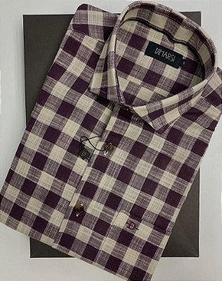 Camisa Dimarsi Tradicional Regular Fit - Com Bolso - Manga Curta - 100% Algodão - Ref. 9317 Xadrez