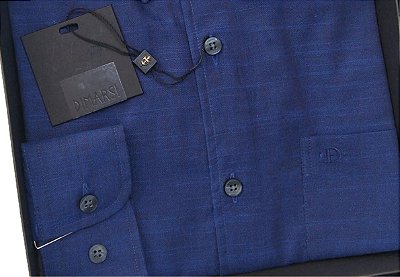 Camisa Dimarsi Tradicional Regular Fit - Com Bolso - Manga Longa - 100% Algodão - Ref. 8710 Marinho