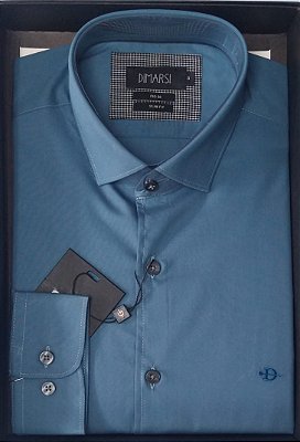 Camisa Dimarsi Tradicional (Slim Fit) - Manga Longa -  Sem Bolso - Fio 50 - 100% Algodão - Ref. 9482AZ
