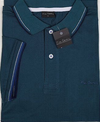 Camisa Polo Pierre Cardin PLUS SIZE - Sem Bolso - Manga Curta Com Punho - 100% Algodão - Ref 70174G Verde