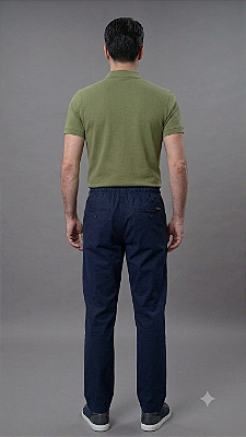 Calça de Elástico Great News - Com Zipper - 100% Algodão - Ref. 125 Marinho