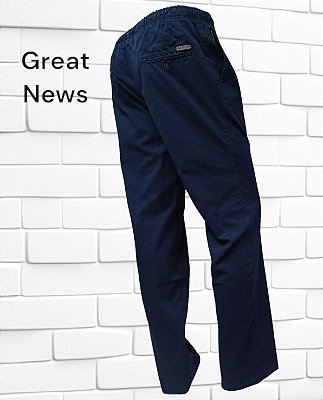 Calça de Elástico Great News - Com Zipper - 100% Algodão - Ref. 125 Marinho