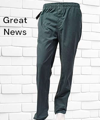 Calça de Elástico Great News - Com Zipper - 100% Algodão - Ref. 125 Verde
