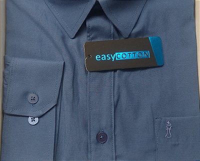 Camisa Social Sibra -Tradicional Regular Fit - Com Bolso - Manga Longa - Passa Facil  - Ref 2288 Azul