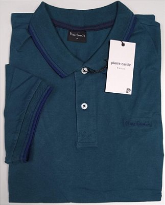 Camisa Polo Pierre Cardin (Sem Bolso) - Manga Curta Com Punho - 100% Algodão - Ref 70114 Verde