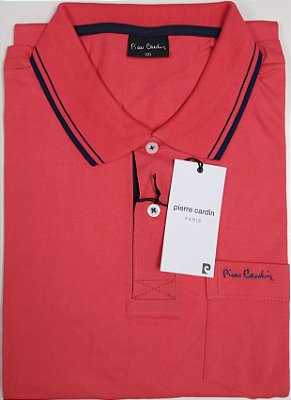 Camisa Polo Pierre Cardin (Com Bolso) - Manga Curta Com Punho - 100% Algodão - Ref. 70115 Hibisco