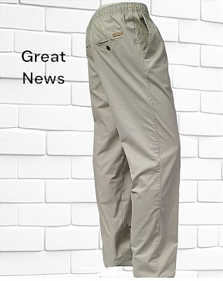 Calça de Elástico Great News - Com Zipper - 100% Algodão - Ref. 125 Bege