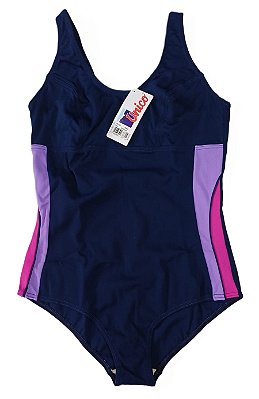 MaIô para Hidroginástica Único - Ref. 193183 Marinho - Costas Com Fecho - Helanca