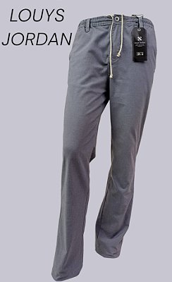 Calça Louys Jordan Com Elástico na Cintura - ( Zipper - Botão - Passante - Barbante) -  Ref. 4772 Cinza