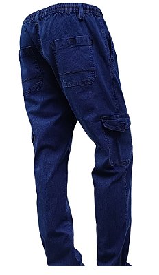Calça Com Elástico Inteiro na Cintura - Com Bolso Cargo - Jamer -  Ref. 4740 Jeans