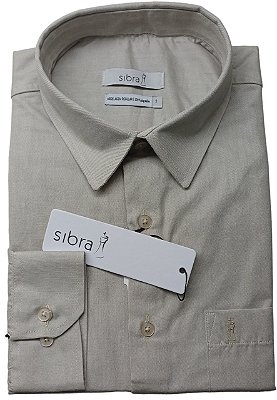 Camisa Sibra Manga Longa - Tradicional Regular Fit - Com Bolso - 100% algodão - Ref 4407 Bege