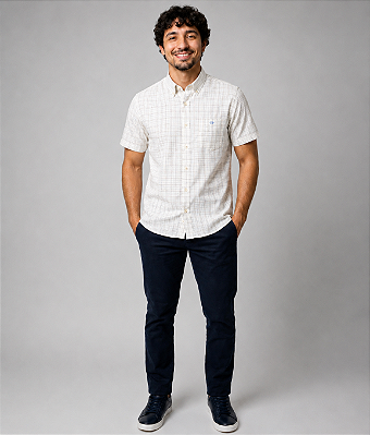 Camisa Dimarsi Tradicional Regular Fit - Com Bolso - Manga Curta - 100% Algodão - Ref 10293