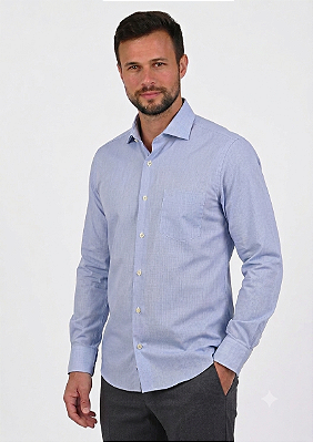 Camisa Social Dimarsi Tradicional Regular Fit - Com Bolso - Manga Longa - Algodão Fio 80 - Ref 10142