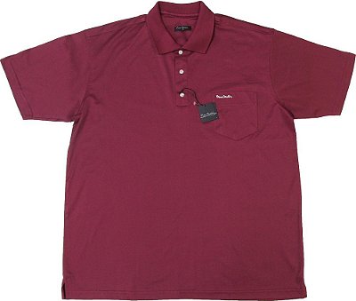 Camisa Polo Pierre Cardin (PLUS SIZE) Com Bolso Pequeno - FIO DE ESCÓCIA - 100% Algodão - Ref. 12711 VINHO