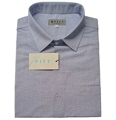 Camisa Pitt Regular Masculina - Manga Curta - Algodão / Viscose - Ref. 05203 Azul