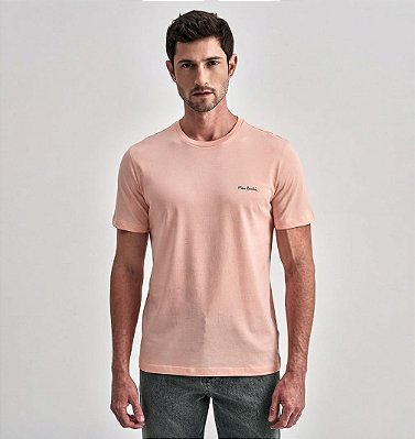 Camiseta Gola Careca Pierre Cardin - 100% Algodão - Ref. 47006 Salmão