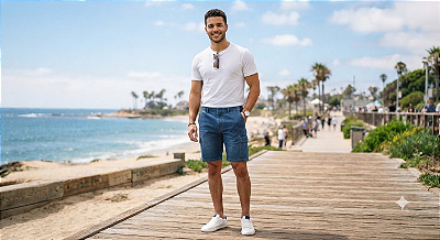 Bermuda Jeans de Elástico Great News - Com Zipper e Bolso lateral Cargo - Ref. 437 Delave