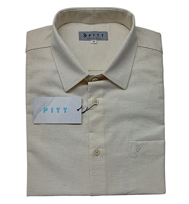 Camisa Pitt Regular Masculina - Manga Curta - Algodão / Linho - Ref. 05150 Bege