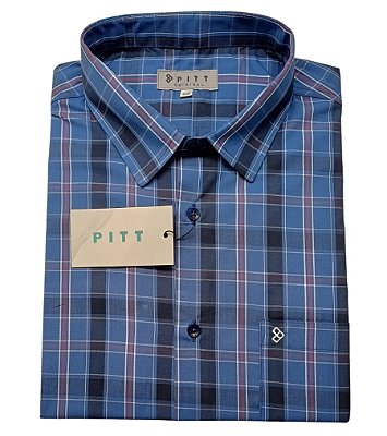 Camisa Pitt Regular Masculina - Manga Curta - 100% Algodão - Ref. 05195 Xadrez