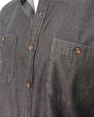 Camisa Dimarsi Manga Longa Regular Fit - Com 2 Bolsos - 100% Algodão - Ref. 9858 Grafite