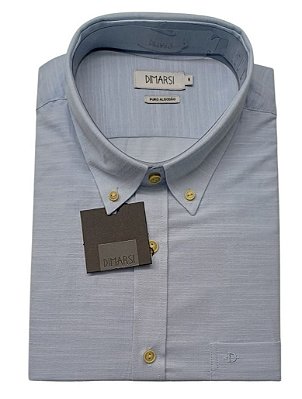 Camisa Dimarsi Tradicional Regular Fit - Botão No Colarinho - Com Bolso - Manga Curta - 100% Algodão - Ref 10129 Azul Claro
