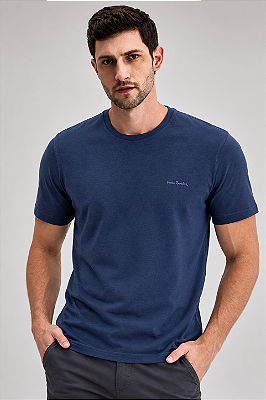 Camiseta Gola Careca Pierre Cardin - 100% Algodão - Ref. 40142 Marinho