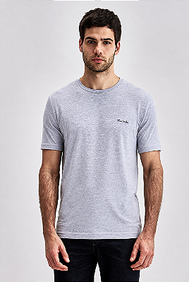 Camiseta Gola Careca Pierre Cardin - Algodão / Elastano - Ref. 40142 Cinza