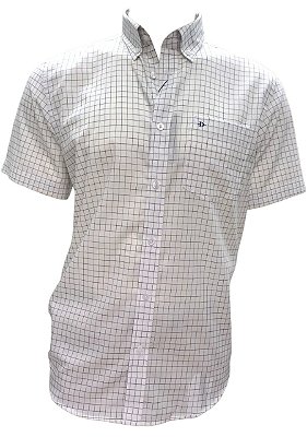 Camisa Dimarsi Tradicional Regular Fit - Botão No Colarinho - Com Bolso - Manga Curta - Algodão Egípcio- Ref 10543 Xadrez