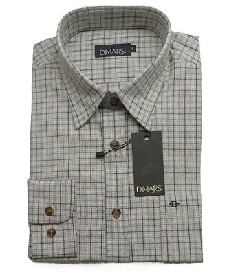 Camisa Dimarsi Manga Longa Regular Fit - Puro Algodão - Ref 10650 Xadrez