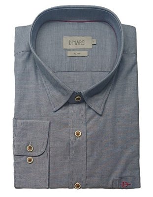 Camisa Dimarsi Manga Longa Regular Fit - Puro Algodão - Ref 6302 Azul
