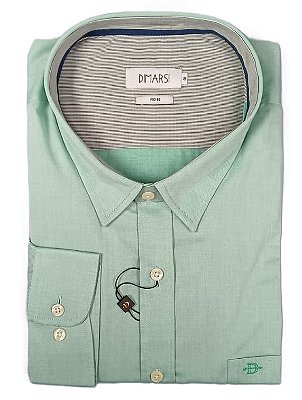Camisa Dimarsi Manga Longa Regular Fit - Algodão Fio 60 - Ref 6442 Verde