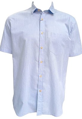 Camisa Dimarsi Tradicional Regular Fit - Com Bolso - Manga Curta - Algodão Egípcio - Ref. 10585 Azul