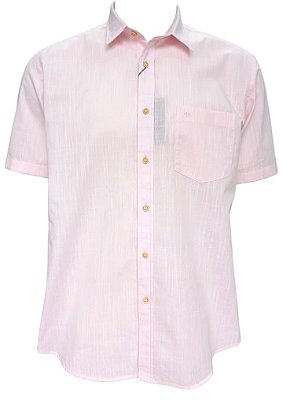 Camisa Dimarsi Tradicional Regular Fit - Com Bolso - Manga Curta - Algodão Egípcio - Ref. 10585 Rosa