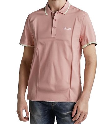 Camisa Polo Pierre Cardin - Manga Curta Com Punho - Malha Piquet - Ref 47011 Salmão