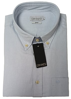 Camisa Dimarsi Tradicional Regular Fit - Com Bolso - Manga Curta - 100% Algodão Oxford - Ref. 10805 Azul