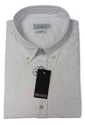 Camisa Dimarsi Tradicional Regular Fit - Com Bolso - Manga Curta - 100% Algodão Oxford - Ref. 10805 Branca