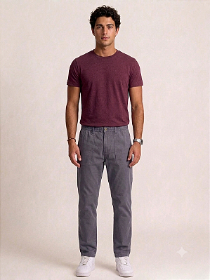 Calça Com Elástico na Cintura - ( Zipper - Botão - Passante - Barbante) - Ref. 4561 Sarja Grafite