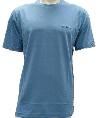 Camiseta Gola Careca Pierre Cardin - 100% Algodão - Ref. 40145 Oceano