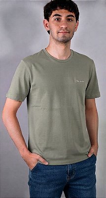 Camiseta Gola Careca Pierre Cardin - 100% Algodão - Ref. 40145 Caqui